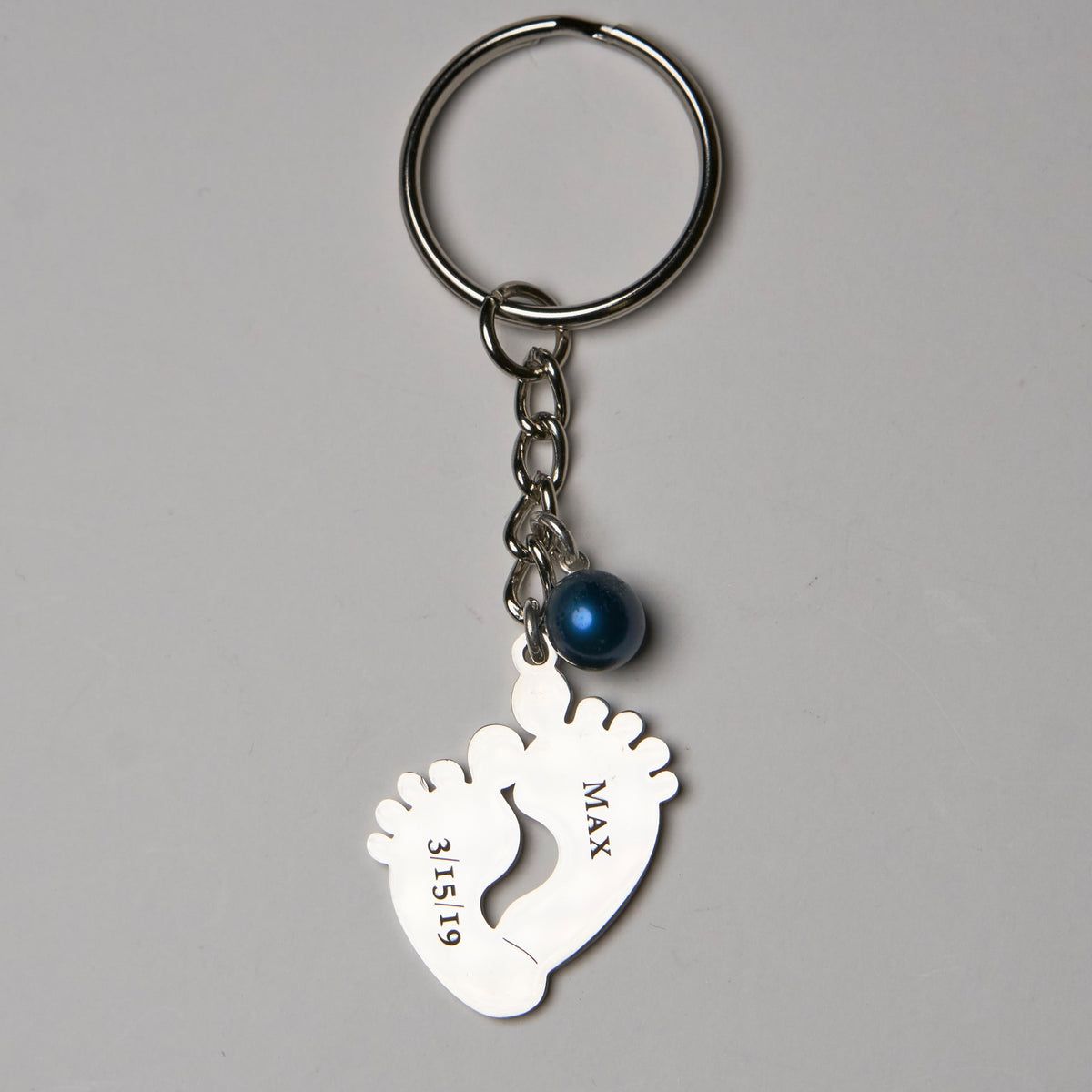 Custom Engraved Baby Feet Keychain