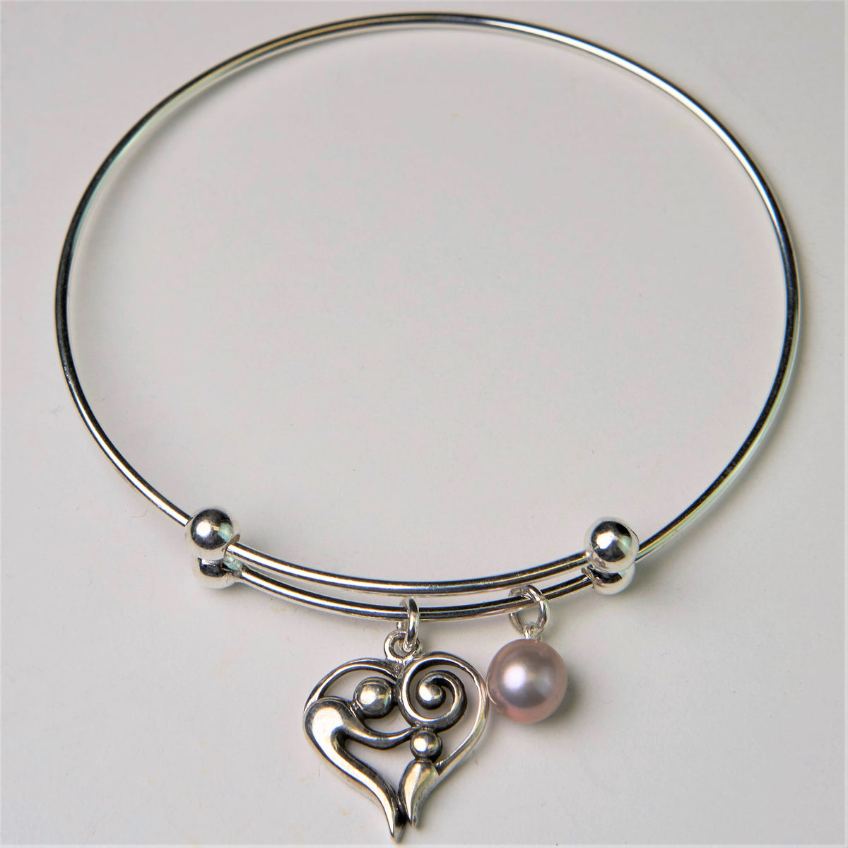 Mother Child Charm Bangle Bracelet