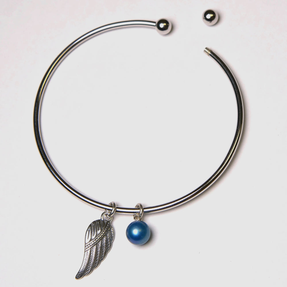 Angel Wing Charm Bangle Bracelet