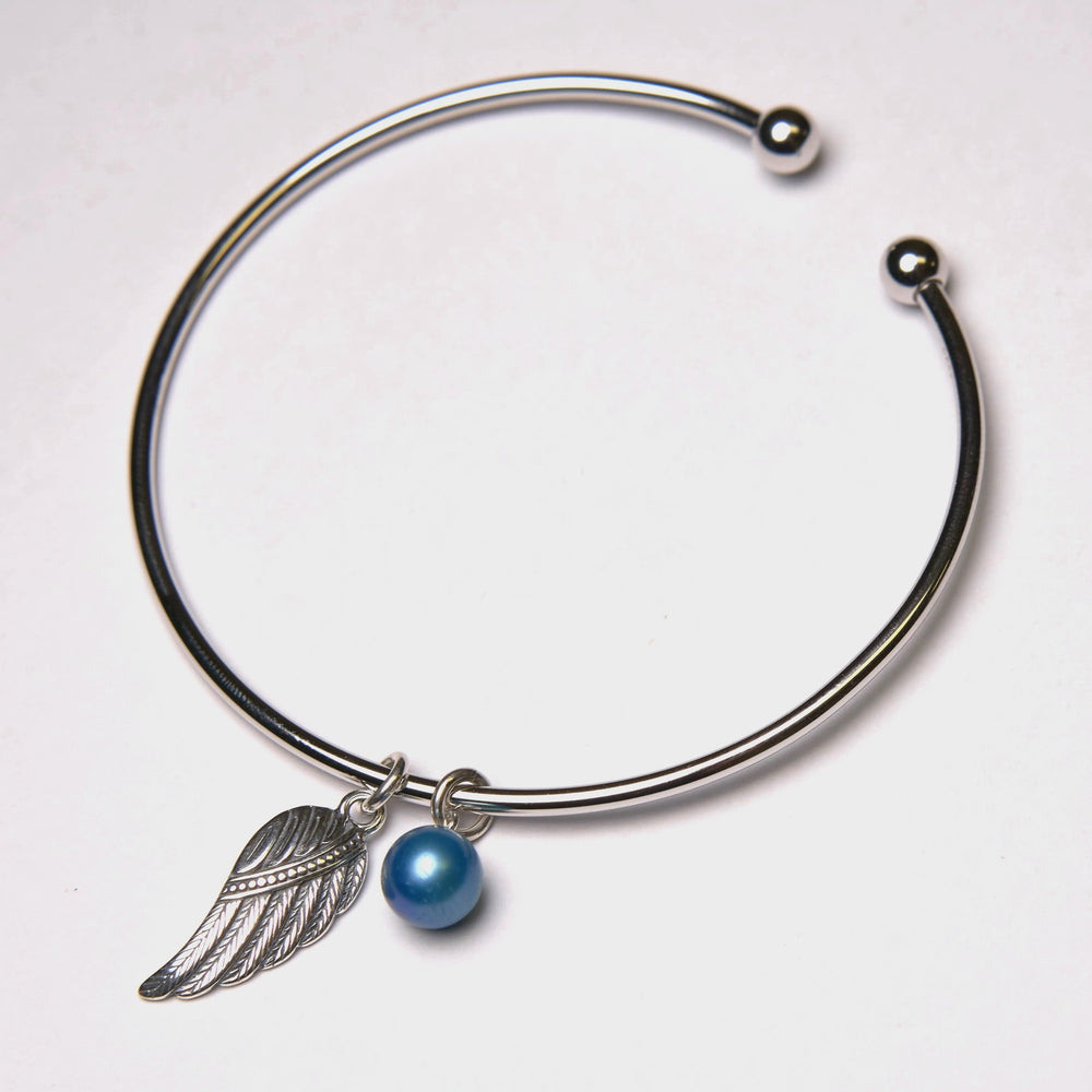 Angel Wing Charm Bangle Bracelet