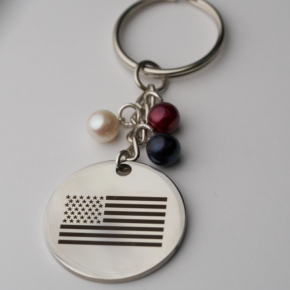 American Flag Engraved Keychain