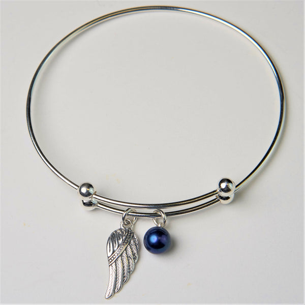 Angel Wing Charm Bangle Bracelet