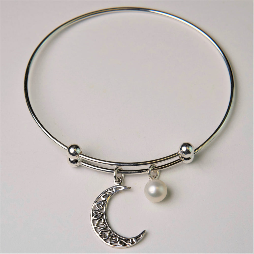 Moon Charm Bangle Bracelet