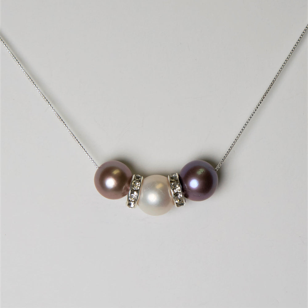 Crystal Bead Threaded Necklace (Edison Pearls)