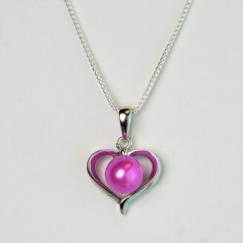 My Heart Necklace with Magenta Pearl
